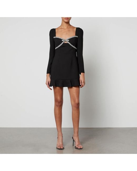 Self-Portrait Black Diamante-Embellished Crepe Mini Dress