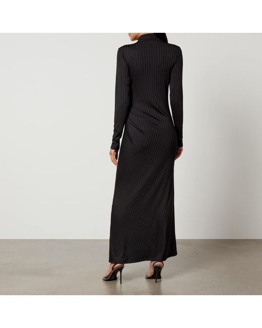 GOOD AMERICAN Shine Rib-knit Midi Dress in Black | Lyst