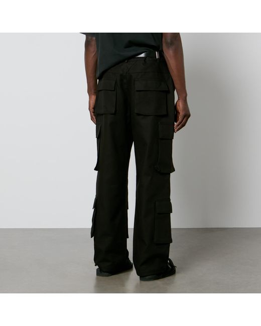 Represent Black Baggy Cotton Cargo Trousers for men