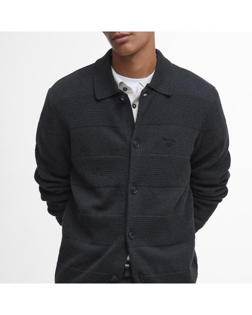 Barbour Black Filley Knitted Button Down Cardigan for men