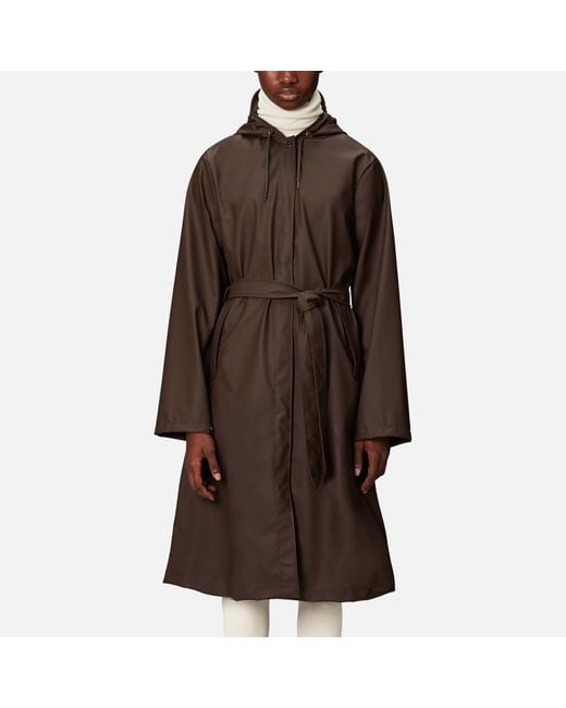 Rains Brown A-Line W-3 Coated Shell Longer Jacket