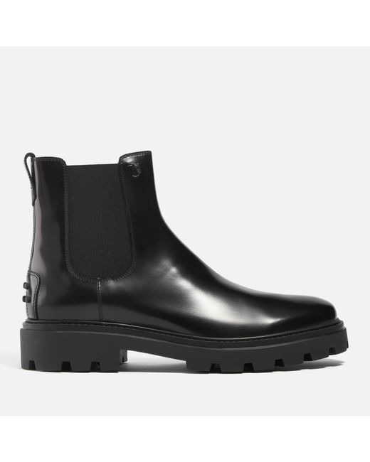 Tod's Black Leather Chelsea Boots for men