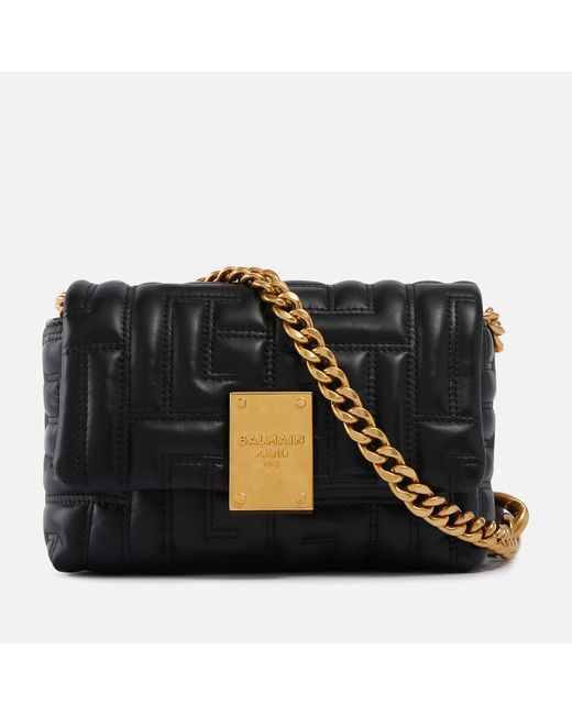 Balmain Black Mini 1945 Quilted Leather Bag