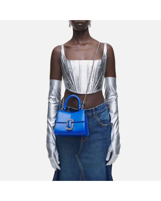 Marc Jacobs Blue The Mini Top Handle St Marc Leather Crossbody Bag