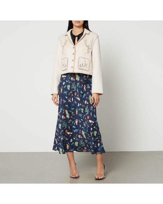 Rixo Natural Sunday Floral-Embroidered Fleece Jacket