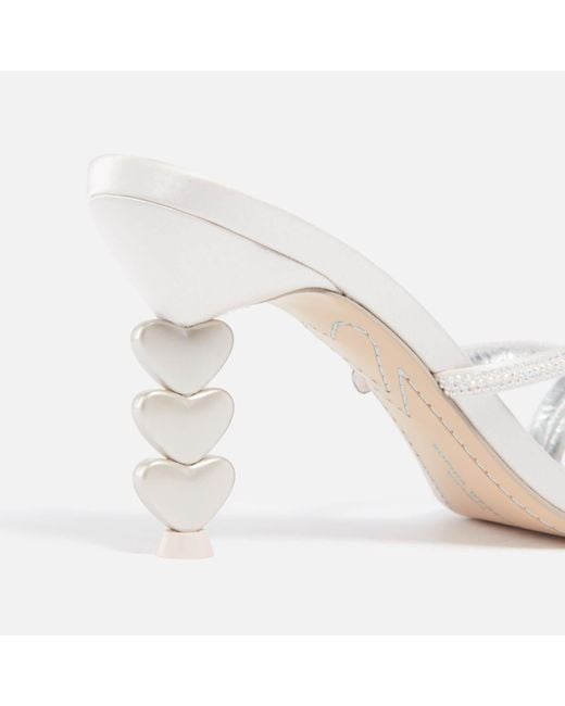 Sophia Webster White Aphrodite Satin And Leather Mules