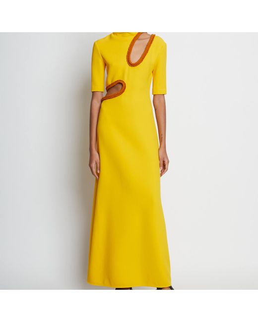 Proenza Schouler Yellow Bi-stretch Crepe Cut Out Dress