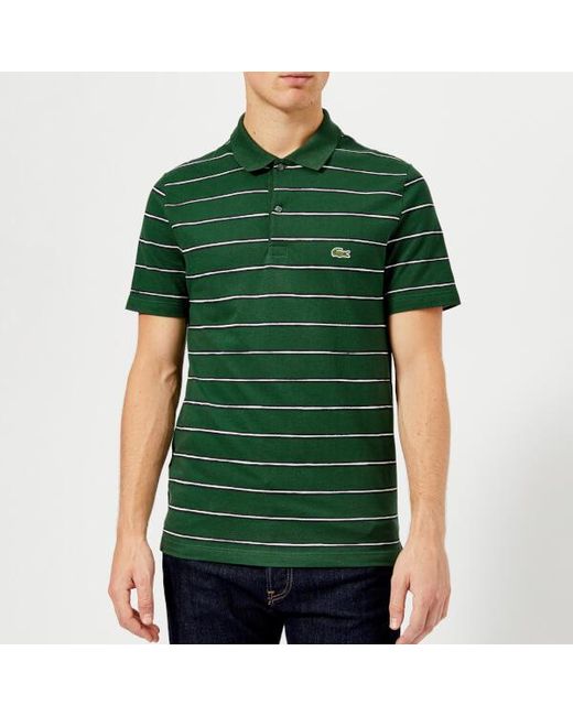 Lacoste Men's Small Striped Polo Shirt Green/abyssal Blue for men