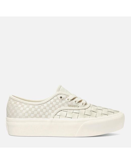 Vans Leather Woven Authentic Platform 2.0 Trainers in White | Lyst