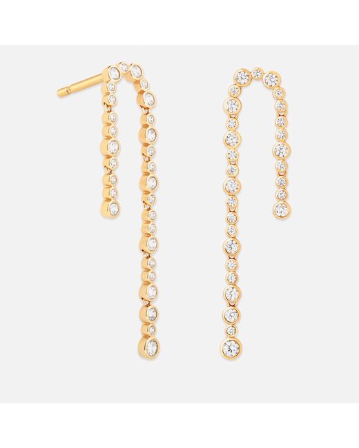 Astrid & Miyu Metallic Crystal Scatter 18-karat Gold-plated Drop Earrings