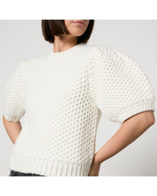 Anine Bing White Brittany Wool-Blend Sweater