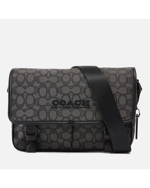 COACH League Signature Jacquard Canvas Messenger Bag in Black for Men