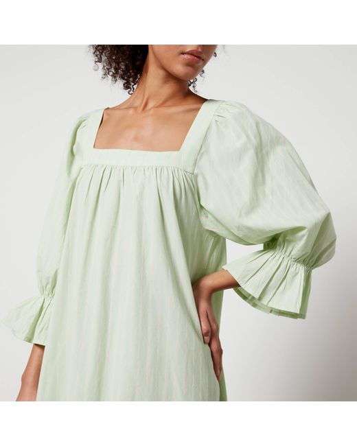 Stella Nova Green Striped Cotton-poplin Tiered Midi Dress