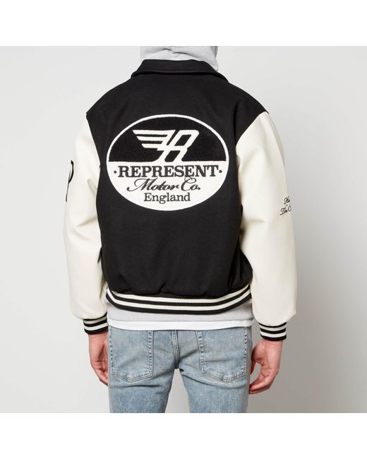 Represent Racing Team Wool-blend And Faux Leather Varsity Jacket