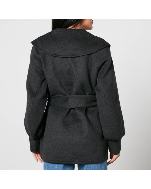 Ganni Black Belted Wool-Blend Jacket