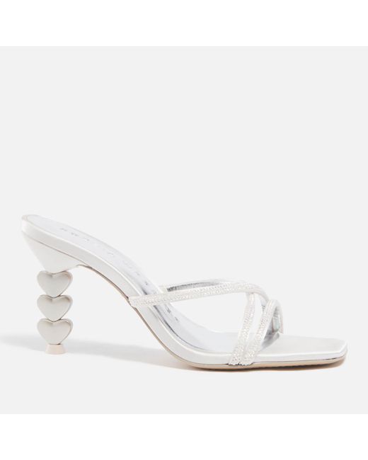 Sophia Webster White Aphrodite Satin And Leather Mules