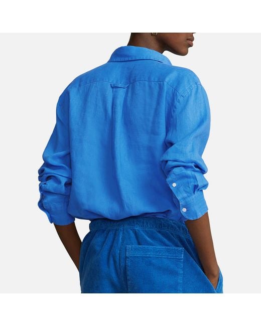 Polo Ralph Lauren Blue Long Sleeve Linen Shirt