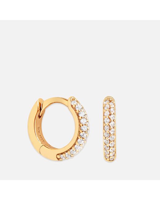 Astrid & Miyu Metallic Pave 18-karat Gold-plated Huggie Earrings