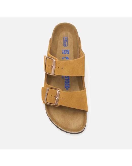 Birkenstock Arizona Slim Fit Sfb Suede Double Strap Sandals in Tan (Brown)  - Save 16% - Lyst