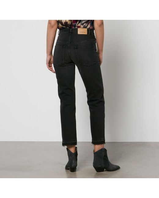 Isabel Marant Black Jemina Denim Cropped Straight-Leg Jeans