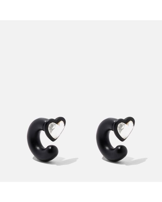Marc Jacobs Black Heart Dtm Hoop Earrings