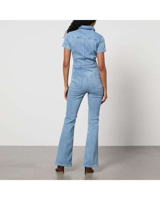 GOOD AMERICAN Blue Fit For Success Bootcut Denim Jumpsuit