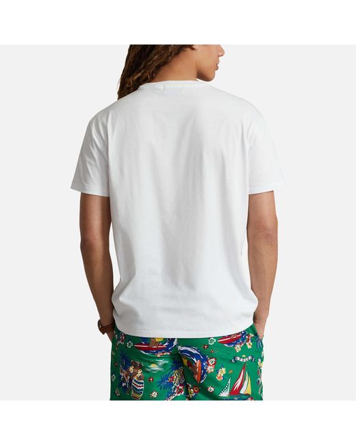 Polo Ralph Lauren White Bear Logo-embroidered Cotton-jersey T-shirt for men