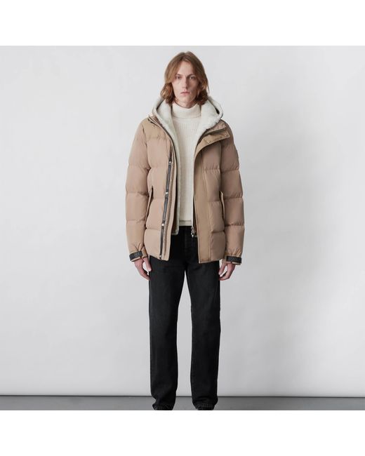 Mackage Natural Riley Down Jacket With Removable Shearling Bib for men