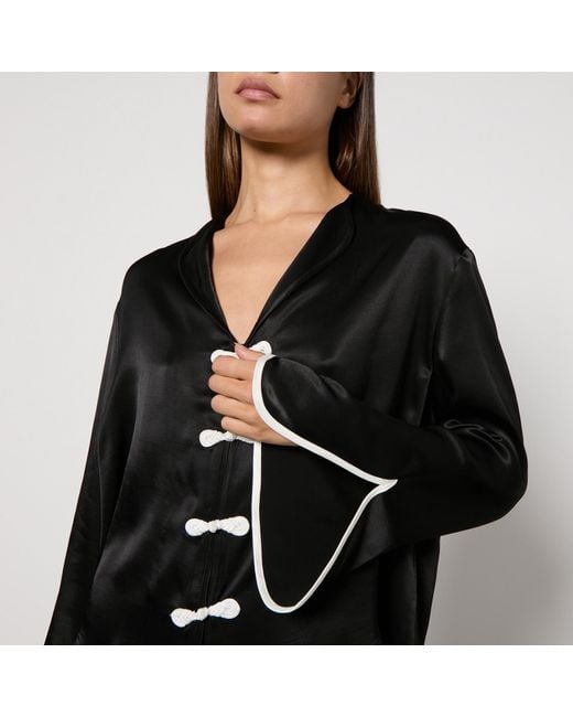 Sleeper Black Louis Bow Satin Pyjama Set