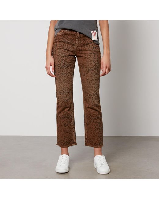Golden Goose Deluxe Brand Brown Golden W's Cropped Leopard-printed Denim Flared Jeans
