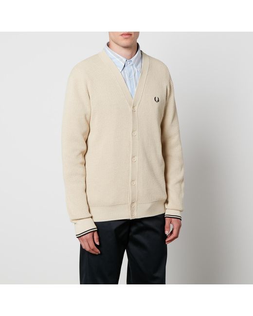 Fred Perry Natural Waffle-knit Cotton Cardigan for men