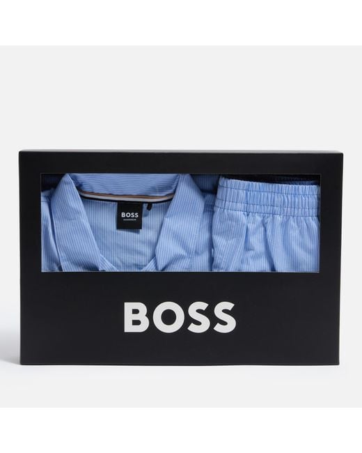 Boss Blue Cooper Striped Poplin Pyjama Set for men
