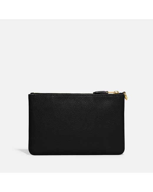 COACH Polished Pebble Small Leather Wristlet Purse in Black | Lyst UK