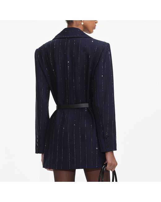 Self-Portrait Blue Crepe Jacket