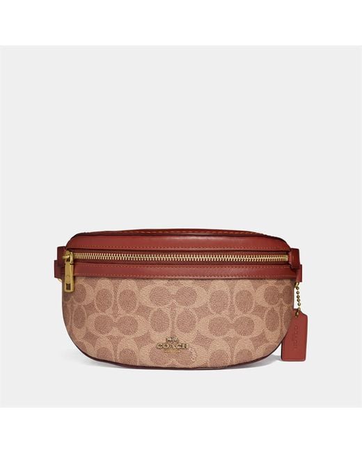 COACH Brown Coated Canvas Signature Bethany Belt Bag