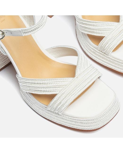 Castaner White Valle Metallic Faux Raffia Platform Heeled Sandals
