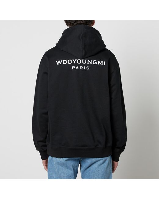 Wooyoungmi Black Back Script Logo Cotton-Jersey Hoodie for men