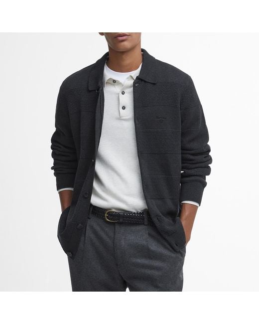Barbour Black Filley Knitted Button Down Cardigan for men