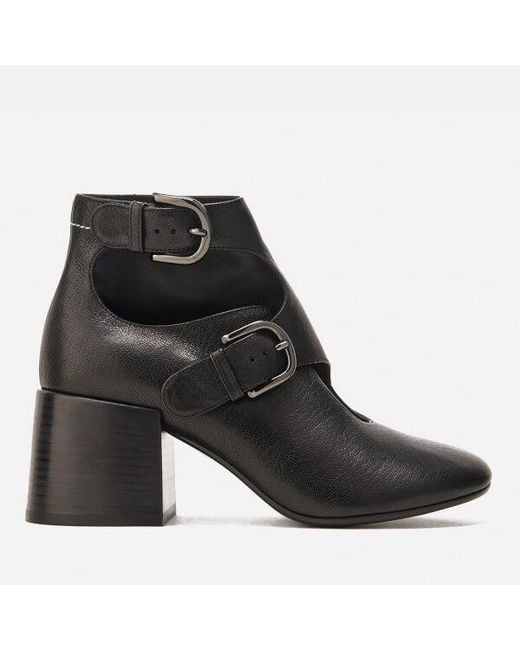 MM6 by Maison Martin Margiela Black Women's Double Buckle Heeled Ankle Boots