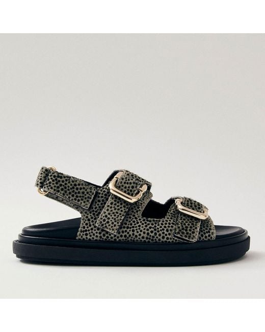 Alohas Blue Harper Calf-Hair Double-Strap Sandals