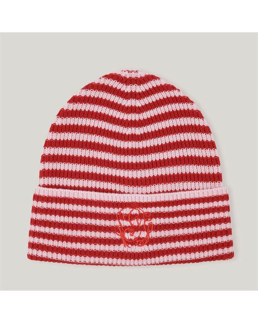 Ganni Striped Cashmere Mix Beanie in 