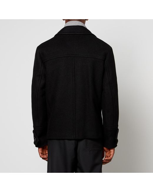 AMI Black Pea Wool Coat for men