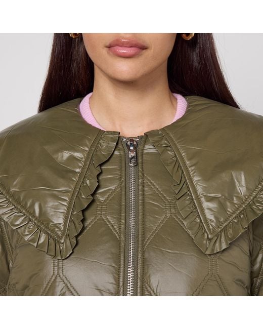 Ganni Green Quilted Short Jacket