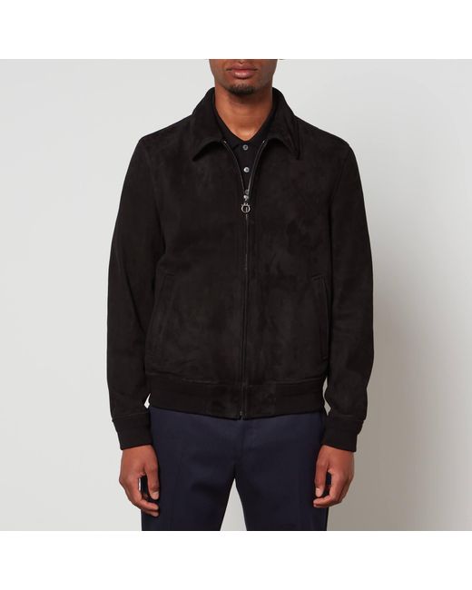 Ferragamo Black Leather Suede Jacket for men