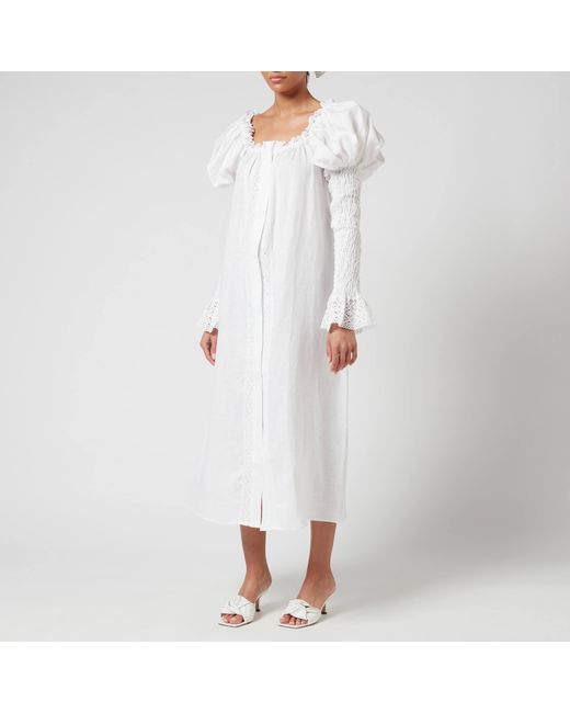 Sleeper Opera Linen Dress In White