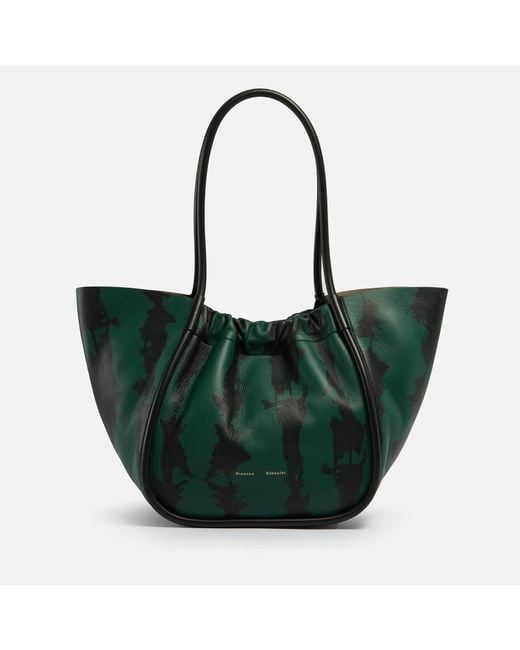 Proenza Schouler Green Large Ruched Tie-dyed Leather Tote Bag