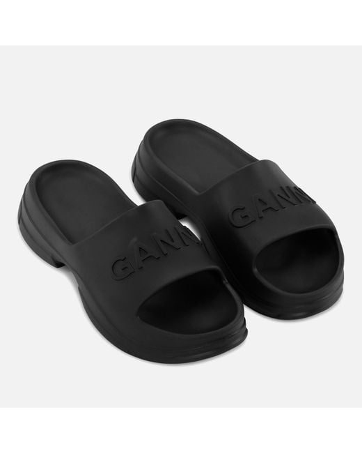 Ganni Black Rubber Slides