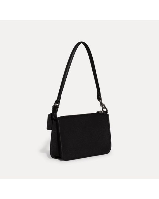 COACH Black Crossgrain Leather Pouch Bag
