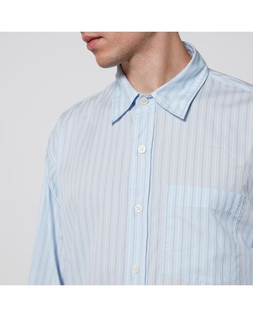 mfpen Blue Executive Striped Cotton-Poplin Shirt for men