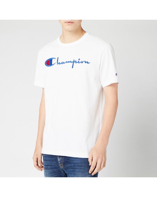 Champion White Crew Neck Script Logo T-shirt for men